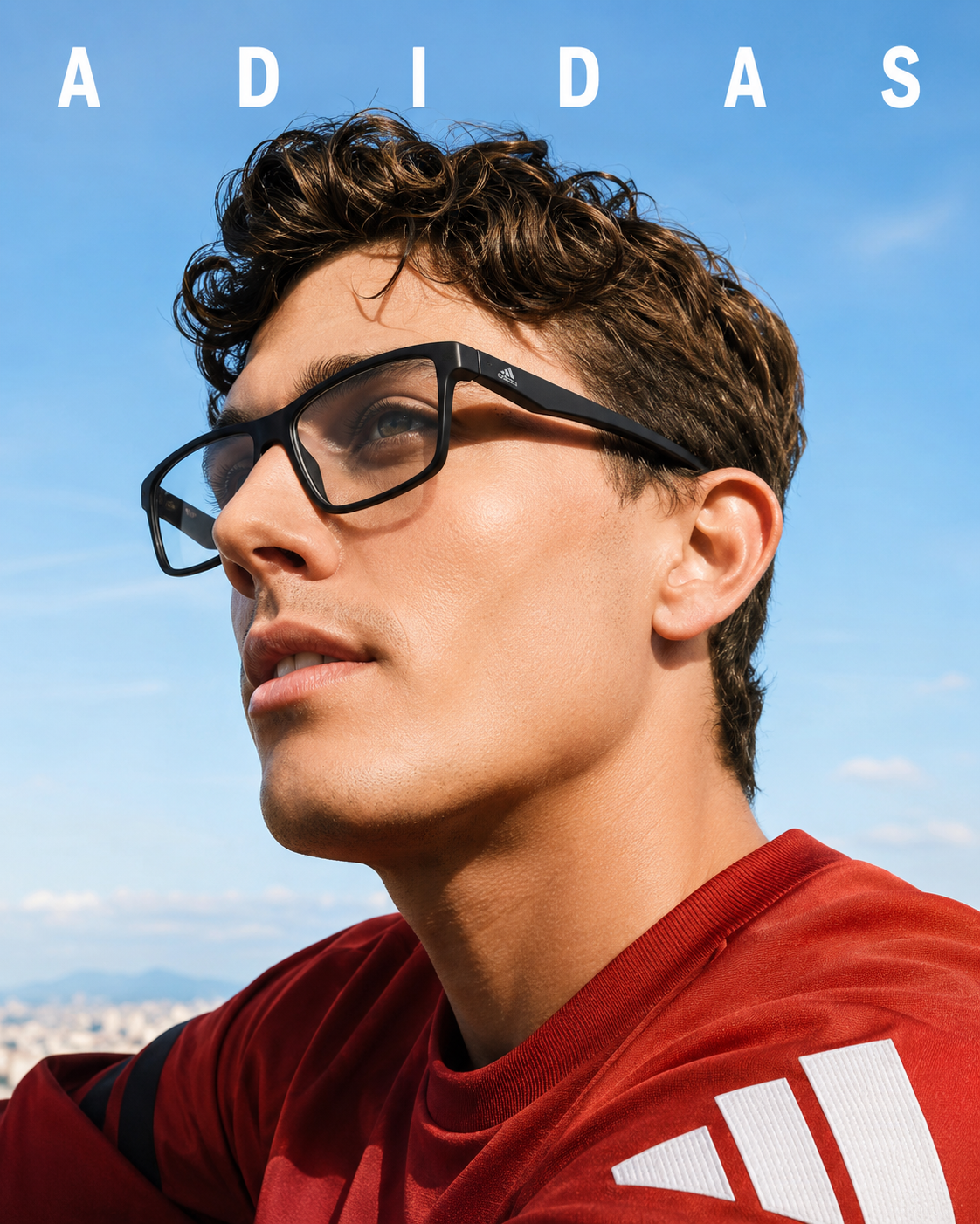 Man wearing Adidas prescription glasses