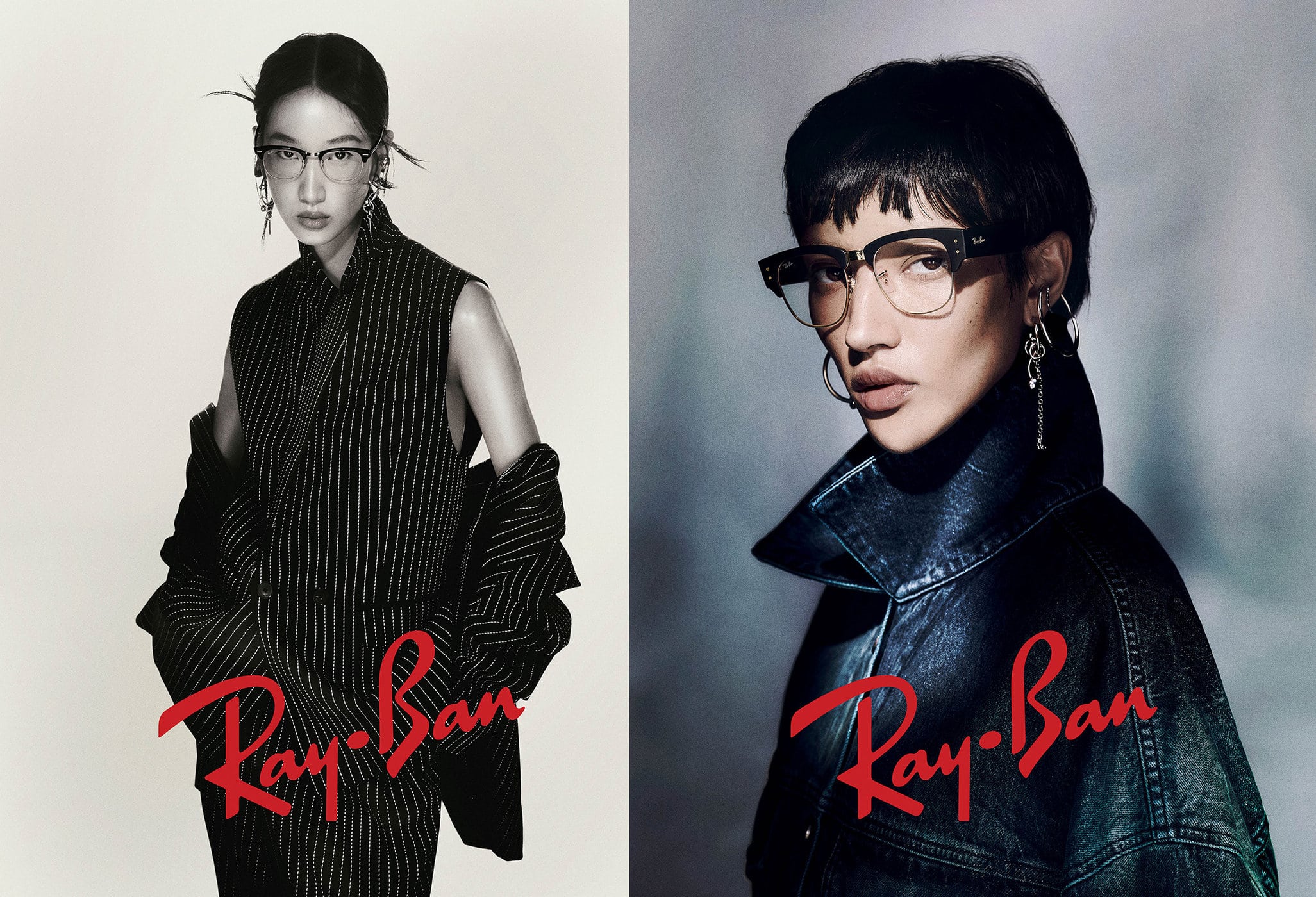 Model wearing Ray-Ban prescription glasses